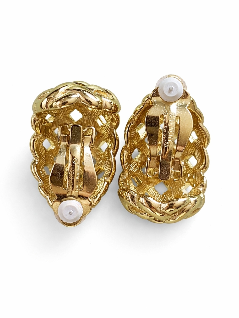 Vintage Givenchy Gold Tone Woven Knot Clip-On Earrings – Statement Designer - Picture 2 of 4